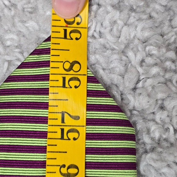 Brooks Brothers Makers Neck Tie Mens Green Purple Stripe 100% Silk Made in USA - Picture 5 of 6